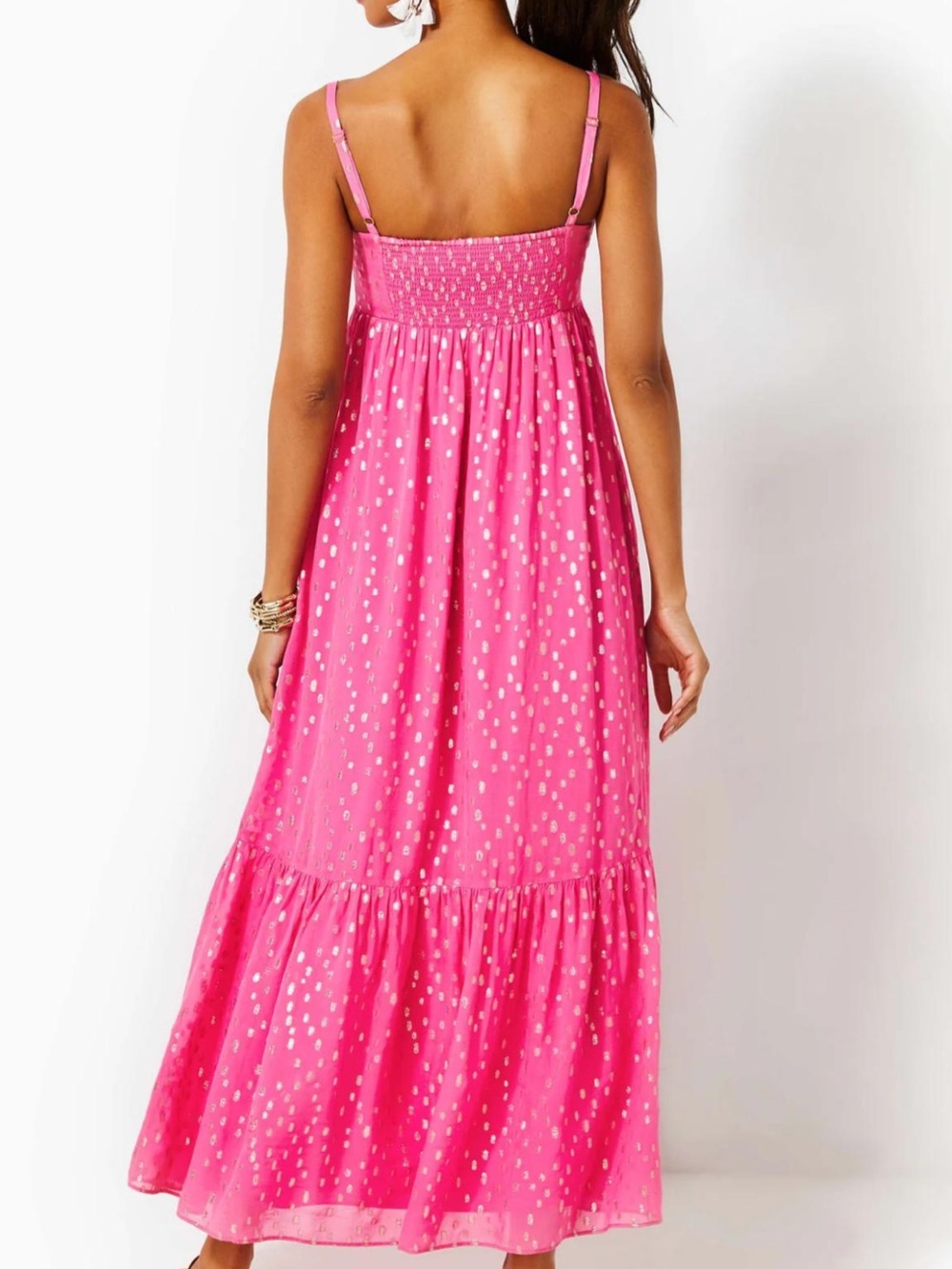 Lilly Pulitzer Hiedi Pink Maxi Dress with Metallic Spots - Picture 6 of 8